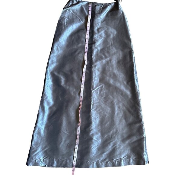 Vintage Metallic  Silk Maxi Skirt With High Shine Finish & A-Line Silhouette Wom - Picture 4 of 16